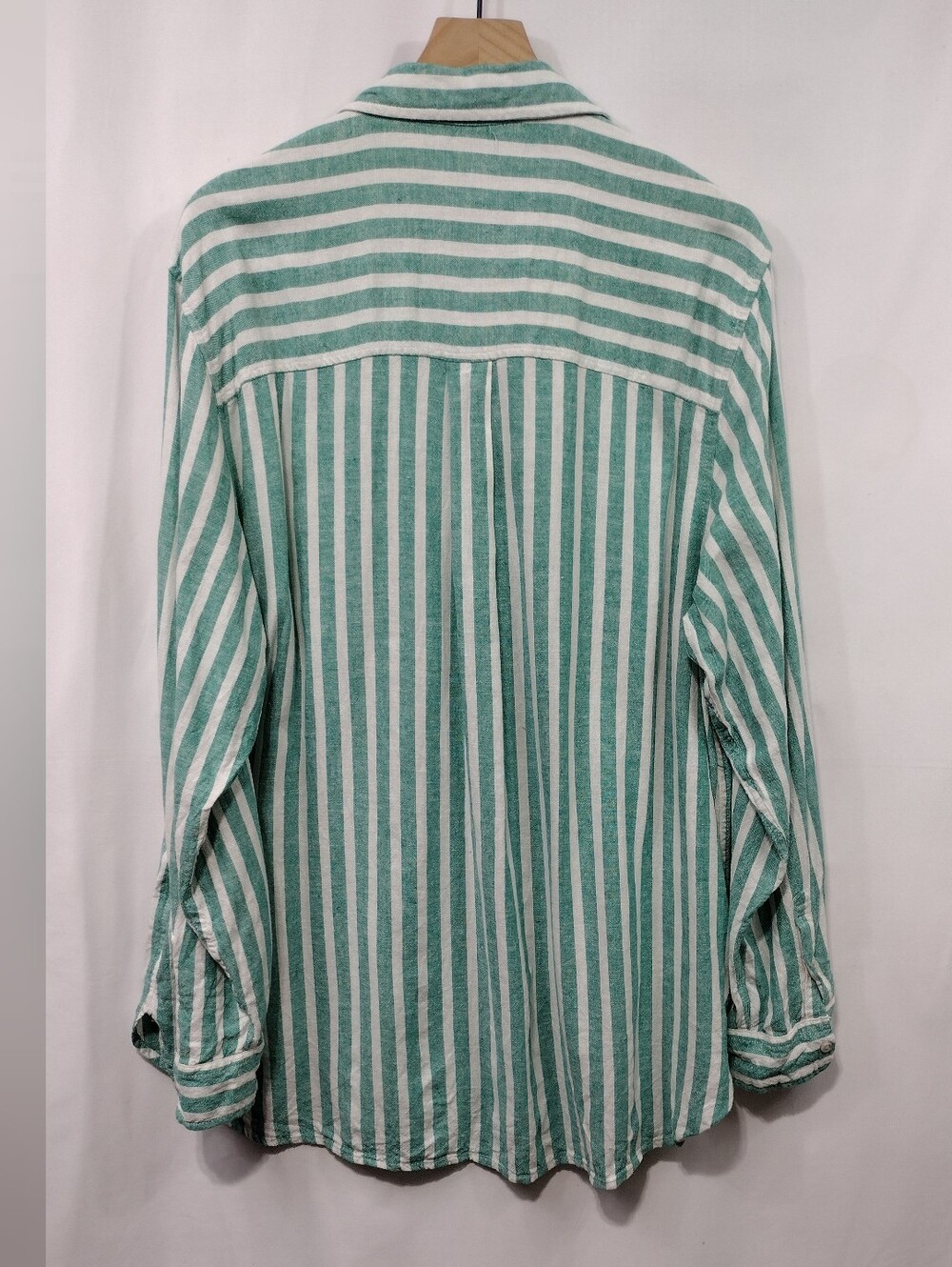 Universal Thread Linen Stripe Button-Down Shirt Womens XXL Green White Office - Picture 5 of 8
